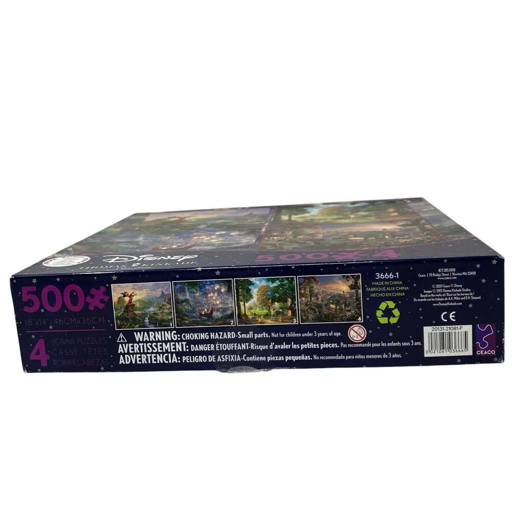 Disney Fantasia Puzzle Set Thomas Kinkade 4 Pack 500 Piece Jigsaw Pooh Ceaco
